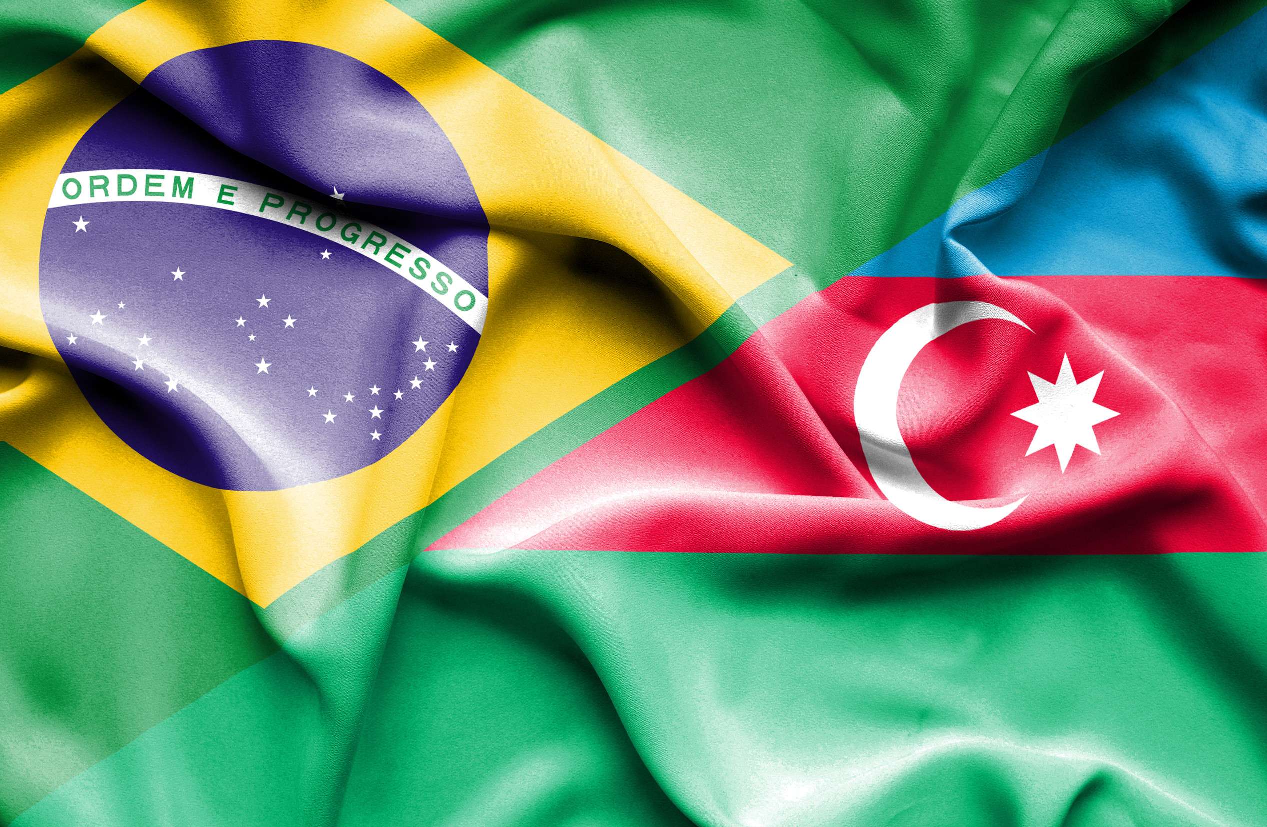 Drapeaux Azerbaïdjan et Brésil ensemble