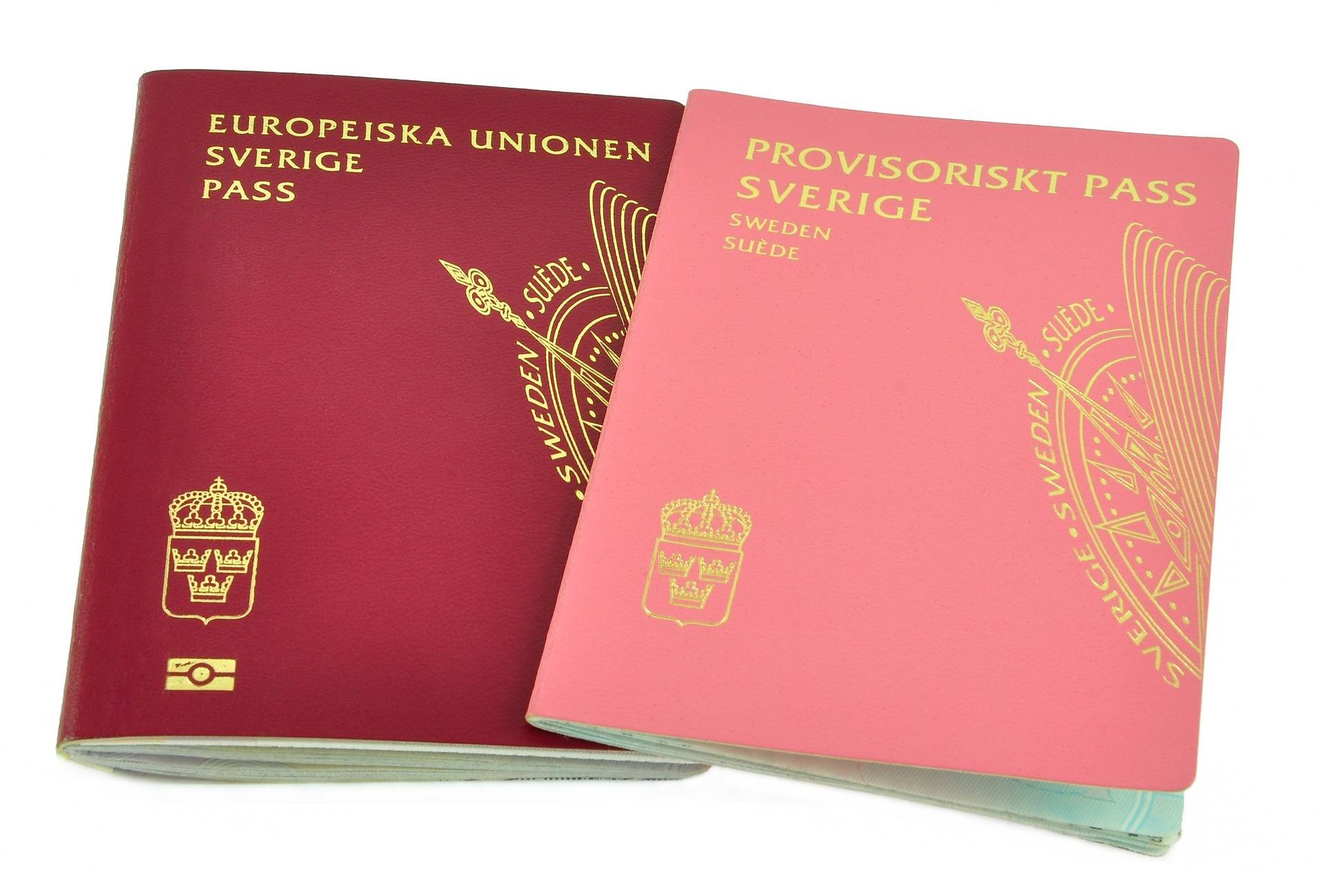 白背景に置かれたスウェーデンのパスポート